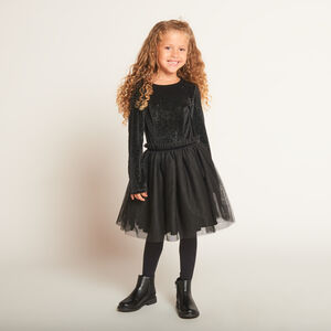 Robe de fête bi-matière effet 2 en 1 fantaisie pour fille  