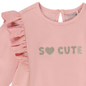 Μπλούζα μακρυμάνικη με βολάν και κέντημα για bebe κορίτσι 