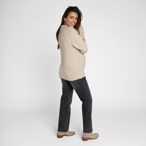 Πλεκτό πουλόβερ με μακριά μανίκια και ψηλό λαιμό για γυναίκες 