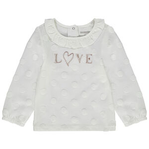 Μπλούζα μακρυμάνικη από jersey με πουά σχέδιο από σφουγγάρι για bebe κορίτσι 