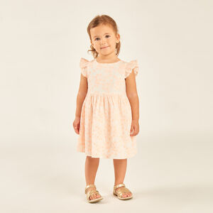 Φόρεμα κοντομάνικο με φουσκωτά μανίκια και κεντημένα λουλούδια για μωρά κορίτσια. 