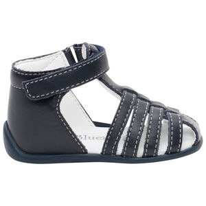 Σανδάλια μπλε με λουριά και λουράκι με σκρατς 