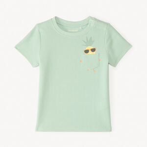 T-shirt με κοντά μανίκια από φανταχτερό πλεκτό με παιχνιδιάρικη τσέπη για μωρό αγόρι. 