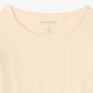 T-shirt à manches longues en maille côtelée avec broderie en forme de cœur pour fille 