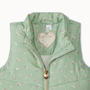 Doudoune sans manches en toile imprimée fleuri pour bébé fille 