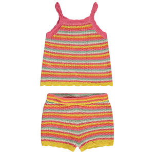 Σετ 2 κομματιών σε crochet πολύχρωμο για bebe κορίτσι 