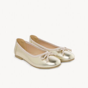 Χρυσές μπαλαρίνες με μεταλλικό εφέ και φιόγκο για κορίτσι 