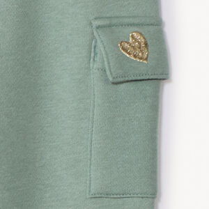 Παντελόνι jogging μονόχρωμο με κέντημα από γκλίτερ για μωρό κορίτσι 