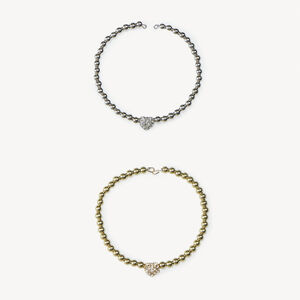 Lot de 2 bracelets à perles et cœur pour fille 