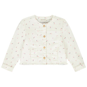 Τζάκετ τζιν με λουλούδια και στρογγυλή λαιμόκοψη για κορίτσι 