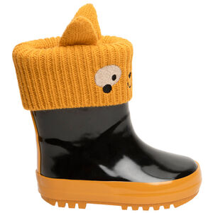 Bottes de pluie pour enfant garçon à col en tricot motif renard  
