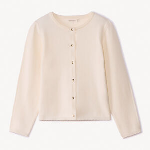 Ζακέτα πλεκτή μονόχρωμη με φινίρισμα feston για κορίτσι 