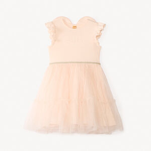 Robe bi-matière effet 2-en-1 avec ailes de papillon pour bébé fille 