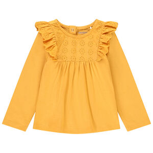 T-shirt μακρυμάνικο με κέντημα από βαμβάκι για κορίτσι 