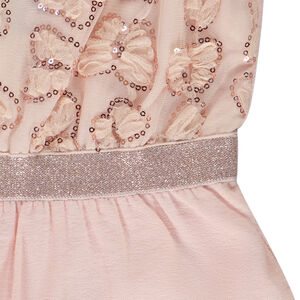 Κοντή ολόσωμη φόρμα bi-matière με πεταλούδες από τούλι για κορίτσι 