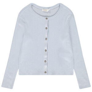 Ζακέτα μονόχρωμη μακρυμάνικη από πλεκτό ριπ 2x2 για κορίτσι 