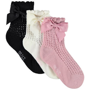 Σετ από 3 ζευγάρια κανονικών κάλτσων με φιόγκο για κορίτσι 