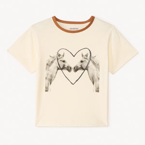 T-shirt με κοντά μανίκια με φωτοεκτύπωση αλόγων για κορίτσια 