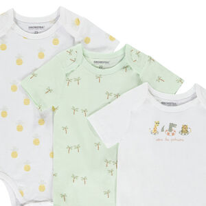 Σετ από 3 κοντομάνικα φαντεζί bodies για μωρό με διαφορετικές ανοίξεις ανάλογα με την ηλικία 