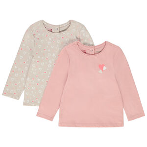 Σετ από 2 μακρυμάνικα μπλουζάκια από jersey για bebe κορίτσι 