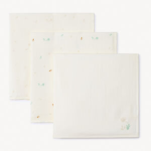 Σετ 3 πάνες με σχέδιο φύλλα για μωρό εκρού χρώμα 