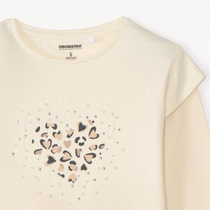T-shirt με μακριά μανίκια με πέρλες και στρας κορίτσι 