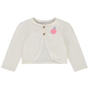 Ζακέτα πλεκτή με κέντημα μήλο για bebe κορίτσι 
