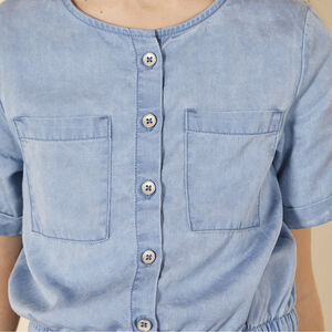 Ρόμπα κοντομάνικη effet jean για κορίτσι 