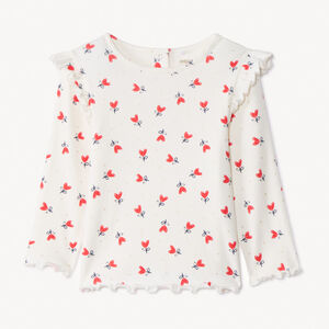 Μακρυμάνικο πλεκτό μπλουζάκι jersey με σχέδιο καρδιές και glitter για bebe κορίτσι 