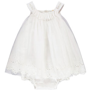 Combi-robe en broderie anglaise et tulle pour bébé fille Main Combi-robe en broderie anglaise et tulle pour bébé fille