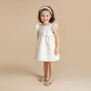 Γιορτινό φόρεμα σε jacquard floral με κορδέλα για bebe κορίτσι 