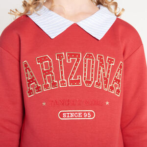 Φόρεμα molleton με φαντεζί σχέδιο και γιακά πουκάμισου για κορίτσι 