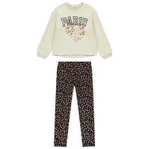 Σετ φόρμας φαντασίας + φούτερ με επένδυση sherpa για κορίτσι 