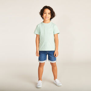T-shirt κοντομάνικο μονόχρωμο με τσέπη για αγόρι 