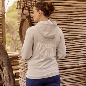 Φούτερ εγκυμοσύνης και θηλασμού με φερμουάρ και bouclettes patches 