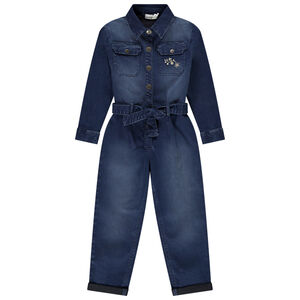 Combinaison pantalon en denim avec broderies pour fille Main Combinaison pantalon en denim avec broderies pour fille
