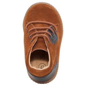 Δερμάτινα μποτάκια με κορδόνια και φάσες σε καμηλό χρώμα 