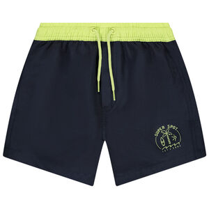 Σορτς μπάνιου από δίχρωμο μικροΐνες με σχέδιο για αγόρι 