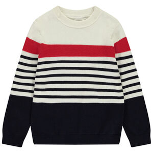 Πουλόβερ μακρυμάνικο πλεκτό με ρίγες για αγόρι 