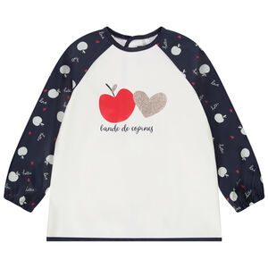 Tablier en toile manches longues imprimé pommes pour fille Main Tablier en toile manches longues imprimé pommes pour fille