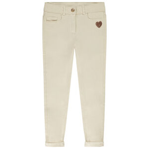 Παντελόνι skinny twill με σχέδιο καρδιά από παγιέτες για κορίτσι 