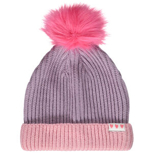 Σκουφάκι με πομ πομ σε ριπ ύφανση effet color block για κορίτσι 