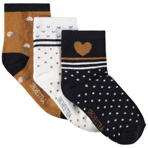 Lot de 3 paires chaussettes imprimés fantaisie pour fille Main Lot de 3 paires chaussettes imprimés fantaisie pour fille