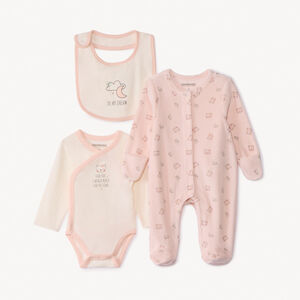 Σετ γέννησης 3 τμχ. με σχέδια αρκούδας/φεγγαριού για κορίτσι 