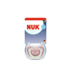 Πιπίλα Σιλικόνης First Choice Night 0-6m 1 τεμ. Με Θήκη Bunny Nuk  