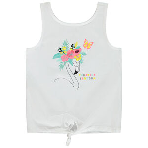 Αμάνικο μπλουζάκι με φιόγκο και φαντεζί σχέδιο με γκλίτερ για κορίτσι 