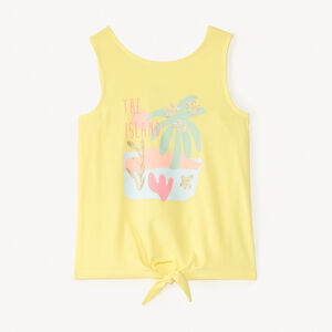 Μπλουζάκι με γυριστή πλάτη και γυαλιστερή εκτύπωση για κορίτσια 