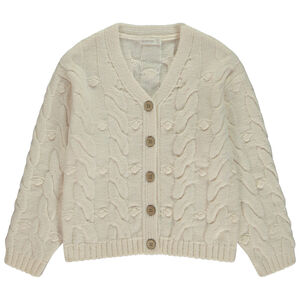 Γιλέττα μακρυμάνικη μονόχρωμη από πλεκτό σχέδιο ρυζιού για κορίτσι 