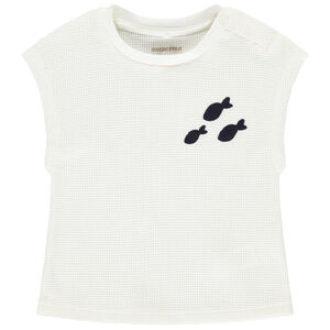 Αμάνικο μπλουζάκι loose από κηρήθρα με κέντημα για bebe αγόρι 