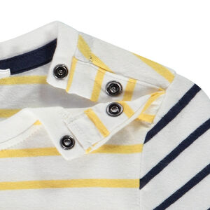 T-shirt κοντομάνικο με ρίγες και patch ιστιοπλοϊκού για μωρό αγόρι 